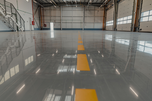 a commercial garage with epoxy flooring
